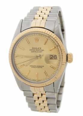 Mens Rolex Two-Tone Datejust Watch Champagne Dial 16013 (SKU 9124243AMT)