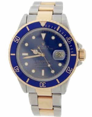 Mens Rolex Two-Tone Submariner Date Watch Blue 16803 (SKU 9301293GSAMT)