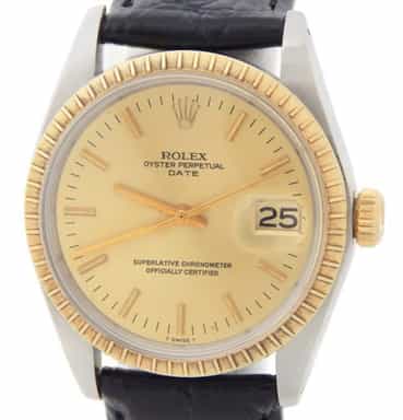Mens Rolex Two-Tone 14K/SS Date Watch 1505 Champagne Dial (SKU 3647495BLKAMT)