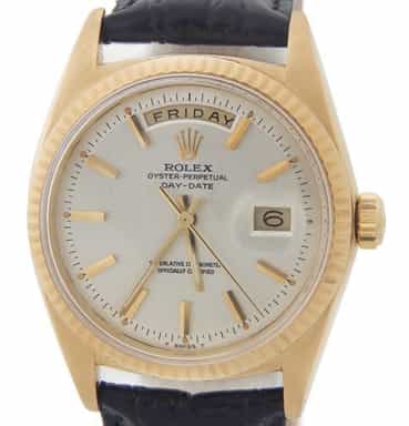 Mens Vintage Rolex 18K Gold Day-Date Watch Silver Dial 1803 (SKU 1908295AMT)
