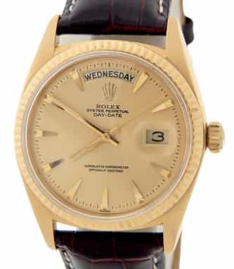 Mens Rolex 18K Gold Day-Date Watch with Gold Champagne Dial 1803 (SKU 784553AMT)