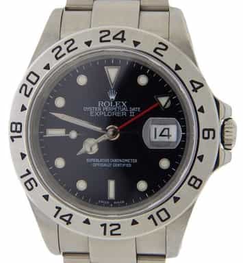 Mens Rolex 16570 Stainless Steel Explorer II Watch with Black Dial (SKU P209258AMT)