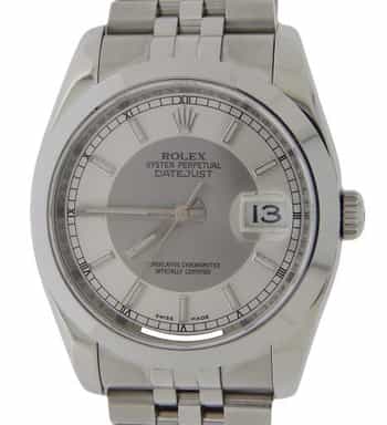 Mens Rolex Stainless Steel Datejust Watch 116200 with Silver Gray Tuxedo Dial (SKU V242448AMT)
