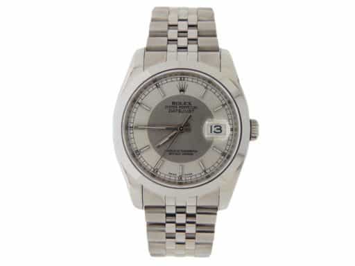 Mens Rolex Stainless Steel Datejust Watch 116200 with Silver Gray Tuxedo Dial (SKU V242448AMT)