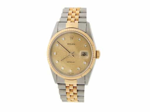 Mens Rolex Two-Tone Datejust Watch 16233 with Factory Gold Anniversary Diamond Dial (SKU 16233ANNAMT)