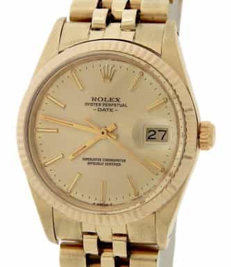 Mens Rolex 14K Yellow Gold Date Champagne Dial 15037 (SKU 7109317JAMT)