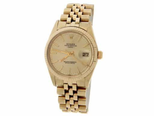 Mens Rolex 14K Yellow Gold Date Champagne Dial 15037 (SKU 7109317JAMT)