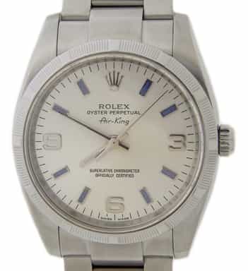 Mens Rolex Stainless Steel Air-King Watch with Silver Arabic Dial 114210 (SKU Z388920AMT)