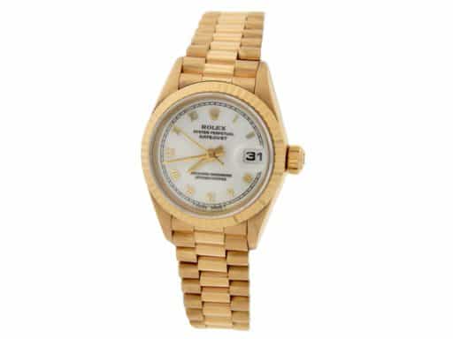 Ladies Rolex 18K Yellow Gold Datejust President White Roman 69178 (SKU 69178PAMT)