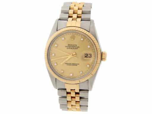 Mens Rolex Two-Tone 18K/SS Datejust Champagne Diamond 16013 (SKU 9392099AMT)