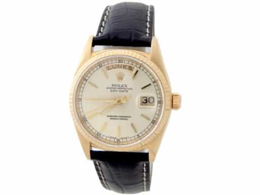 Mens Rolex 18K Gold Day-Date 18038 Watch with Silver Dial (SKU 9587562BLAMT)