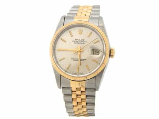 Mens Rolex Two-Tone 18K/SS Datejust Silver 16233 (SKU 16233SLVRJMT)