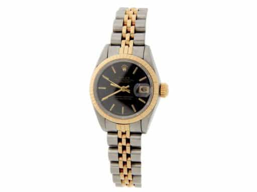 Ladies Rolex Two-Tone 18K/SS Datejust Black Dial  69173 (SKU R465965AMT)