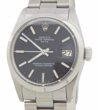 Mens Rolex Stainless Steel Date Model Ref. 1500 with a Black Dial (SKU 1456347AMT)