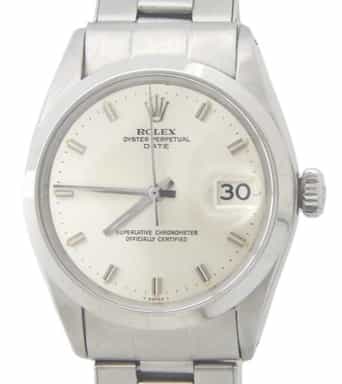 Mens Rolex Stainless Steel Date Model 1500 Watch with Silver Dial (SKU 2161091AMT)