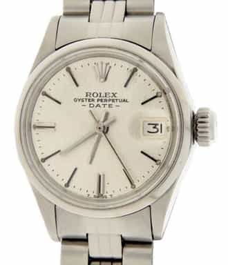 Ladies Rolex Date Ref. 6516 Stainless Steel Watch Silver Linen Dial (SKU 2414686LAMT)