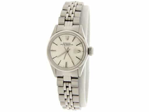 Ladies Rolex Date Ref. 6516 Stainless Steel Watch Silver Linen Dial (SKU 2414686LAMT)