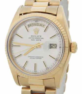 Mens Rolex 18K Gold Day-Date President Watch Silver Dial 1803 (SKU 3029889AMT)