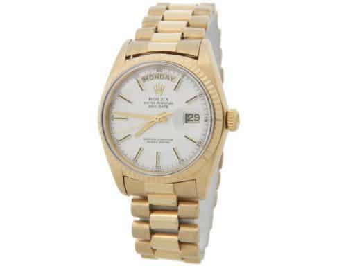 Mens Rolex 18K Gold Day-Date President Watch Silver Dial 1803 (SKU 3029889AMT)