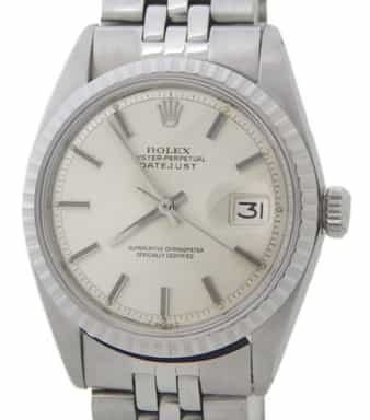 Mens Rolex Stainless Steel Datejust Watch with Silver Dial 1603 (SKU 3368493AMT)