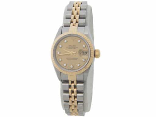 Ladies Rolex Datejust 2Tone 18k Gold & Steel Watch 69173 with Gold Diamond Dial (SKU 69173NHAMT)