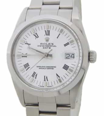Mens Rolex Stainless Steel Date White Roman Dial with Oyster Band 15000 (SKU L331024AMT)
