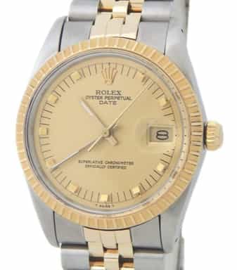 Mens Rolex Two-Tone Date Watch with Gold Champagne Dial 15053 (SKU R438253AMT)
