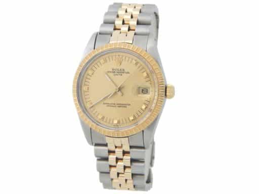 Mens Rolex Two-Tone Date Watch with Gold Champagne Dial 15053 (SKU R438253AMT)