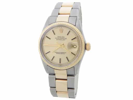 Mens Rolex Two-Tone Yellow Gold/ Stainless Steel Datejust Champagne Dial 1601 (SKU 1252423OAMT)