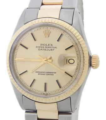Mens Rolex Two-Tone Yellow Gold/ Stainless Steel Datejust Champagne Dial 1601 (SKU 1252423OAMT)