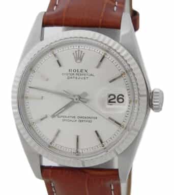 Mens Rolex Stainless Steel Datejust Watch Silver Dial 1601 (SKU 1277158BRAMT)