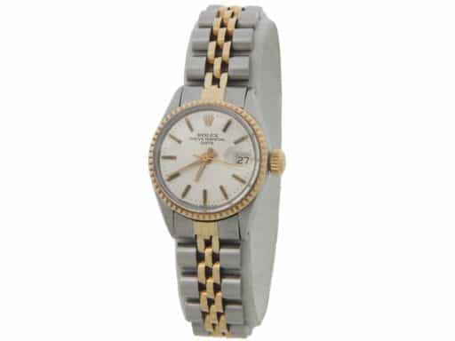 Vintage Rolex Date Ladies 2Tone Yellow Gold Steel Watch Jubilee Silver 6517 (SKU 1650942AMT)