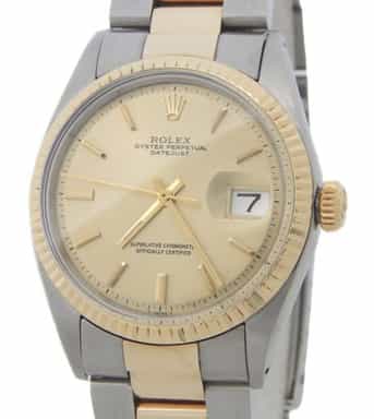 Mens Rolex Two-Tone Yellow Gold/ Stainless Steel Datejust Champagne Dial 1601 (SKU 2759434AMT)