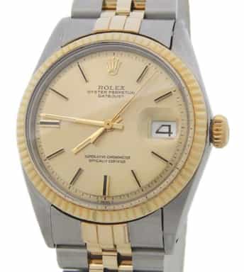 Mens Rolex Two-Tone Datejust 1601 Watch with Gold Champagne Dial (SKU 2929139AMT)