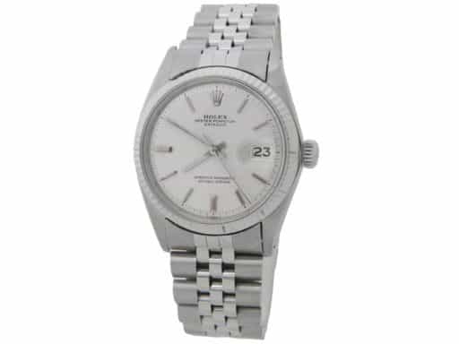 Mens Rolex Stainless Steel Datejust Watch Silver Linen Dial 1601 (SKU 3331925AMT)