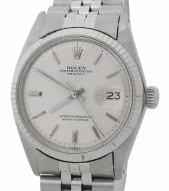 Mens Rolex Stainless Steel Datejust Watch Silver Linen Dial 1601 (SKU 3331925AMT)