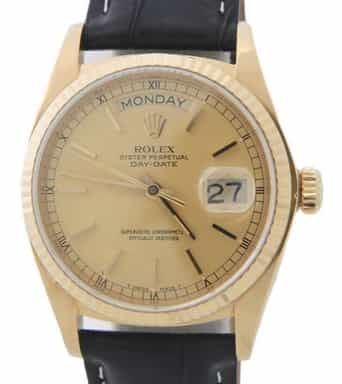 Mens Rolex 18K Gold Day-Date 18038 Watch with Champagne Dial (SKU 5802069AMT)