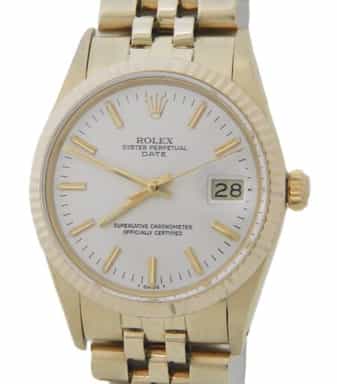 Mens Rolex 14K Yellow Gold Date Silver Dial 15037 (SKU 6719555AMT)