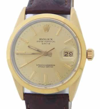 Mens Rolex Gold Shell Date Watch with Gold Champagne Dial 15505 (SKU 8369979BRAMT)