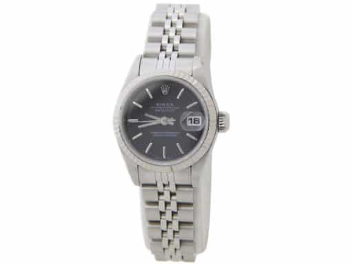 Ladies Rolex Stainless Steel Datejust Black Dial Jubilee Band 69174 (SKU 8801222AMT)