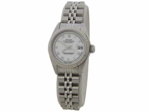 Ladies Rolex Stainless Steel Datejust Watch White Roman Dial 69174 (SKU 8801222WAMT)