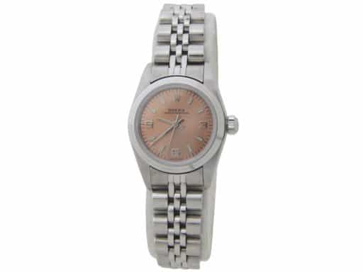 Ladies Rolex Stainless Steel Oyster Perpetual Watch with Salmon Dial 76080 (SKU A275287AMT)
