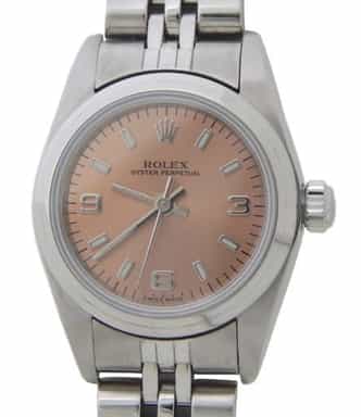 Ladies Rolex Stainless Steel Oyster Perpetual Watch with Salmon Dial 76080 (SKU A275287AMT)