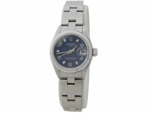 Ladies Rolex Stainless Steel Date Watch 69160 Blue Arabic Dial (SKU T712735BLAMT)