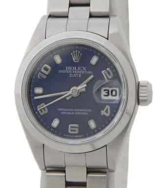 Ladies Rolex Stainless Steel Date Watch 69160 Blue Arabic Dial (SKU T712735BLAMT)