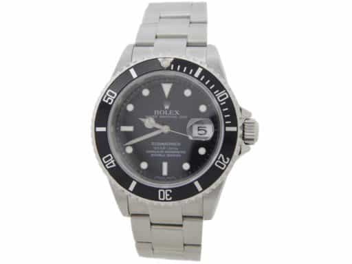 Mens Rolex Stainless Steel Submariner Watch with Black Dial 16610T (SKU Z694772AMT)