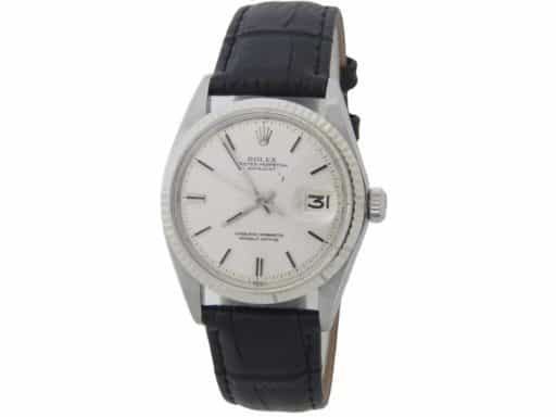 Mens Rolex Stainless Steel Datejust Watch Silver Linen Dial 1601 (SKU 2525179AMT)