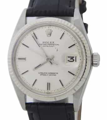 Mens Rolex Stainless Steel Datejust Watch Silver Linen Dial 1601 (SKU 2525179AMT)