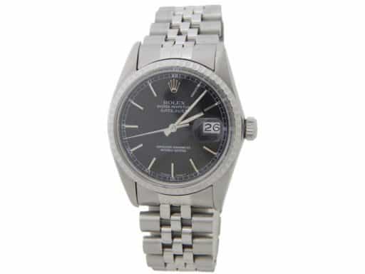 Mens Rolex Stainless Steel Datejust Watch Ref 16030 with Black Dial (SKU 7115241AMT)