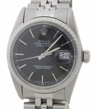 Mens Rolex Stainless Steel Datejust Watch Ref 16030 with Black Dial (SKU 7115241AMT)
